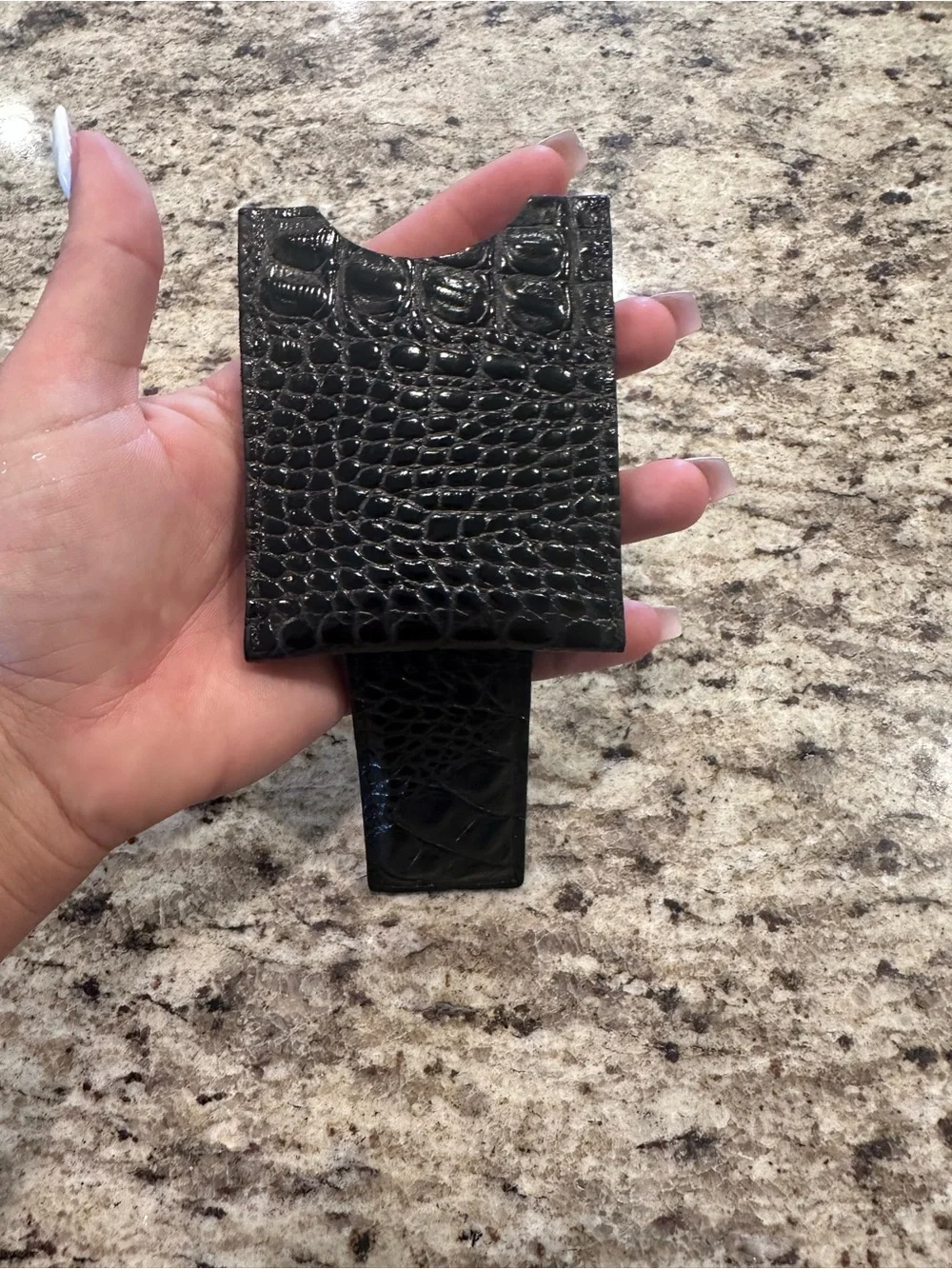 Brighton Black Croc-Embossed Leather Card Holder